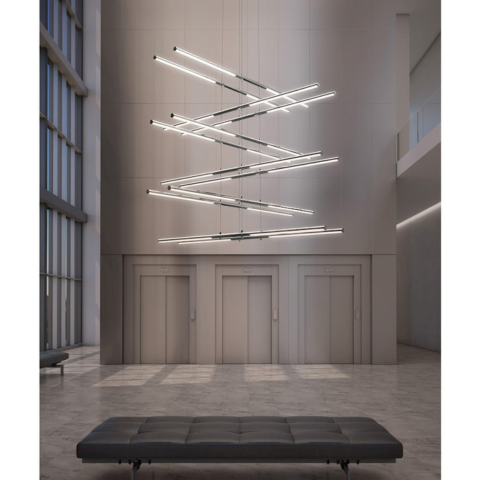 Sonneman Tik Tak 24 Light Stack 6 Tier LED Pendant, Polished Chrome