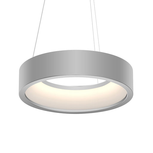 Sonneman Tromme 1 Light18" Short Pendant, Satin Aluminum/White - 2862-16-J20