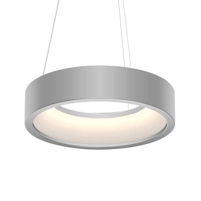 Sonneman Tromme 1 Light18" Short Pendant, Satin Aluminum/White - 2862-16-J20