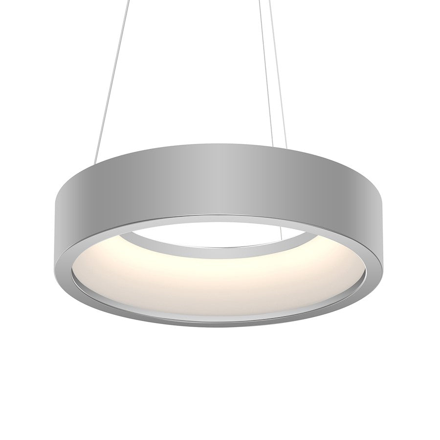 Sonneman Tromme 1 Light18" Short Pendant, Satin Aluminum/White - 2862-16-J20