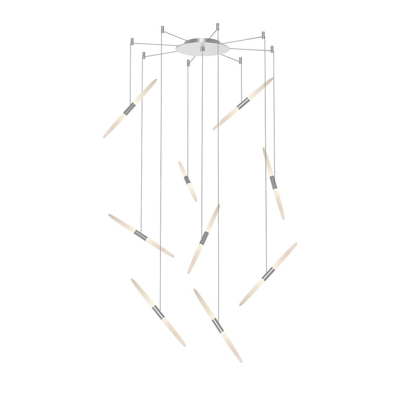 Sonneman Ballet 9Lt LED Swag Chandelier, Satin Aluminum/Frosted - 2893-16-J20