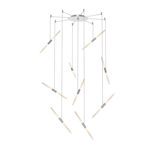 Sonneman Ballet 9Lt LED Swag Chandelier, Satin Aluminum/Frosted - 2893-16-J20