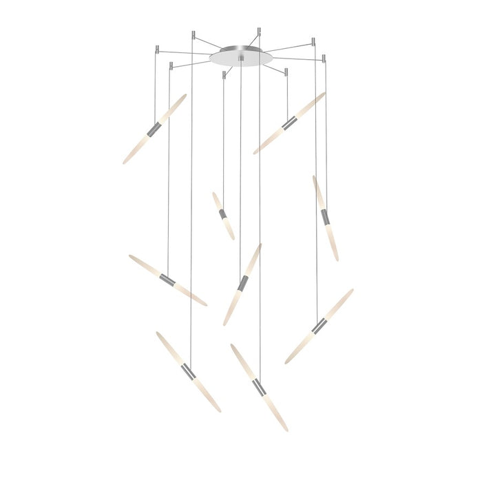 Sonneman Ballet 9Lt LED Swag Chandelier, Satin Aluminum/Frosted - 2893-16-J20