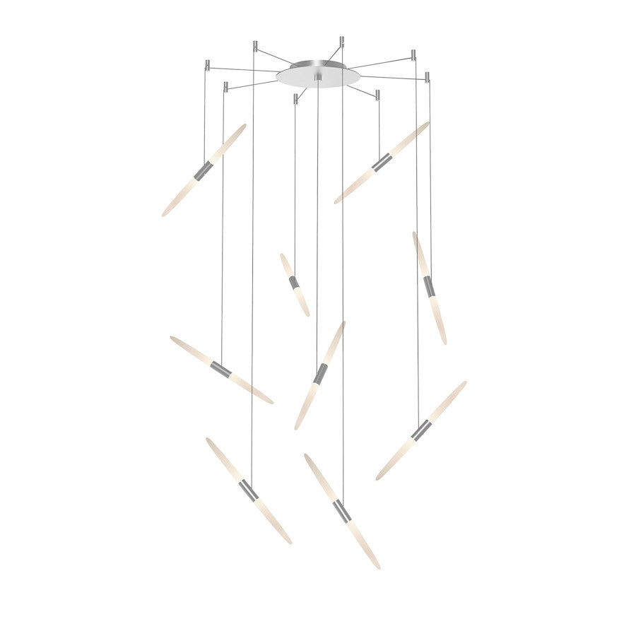 Sonneman Ballet 9Lt LED Swag Chandelier, Satin Aluminum/Frosted - 2893-16-J20