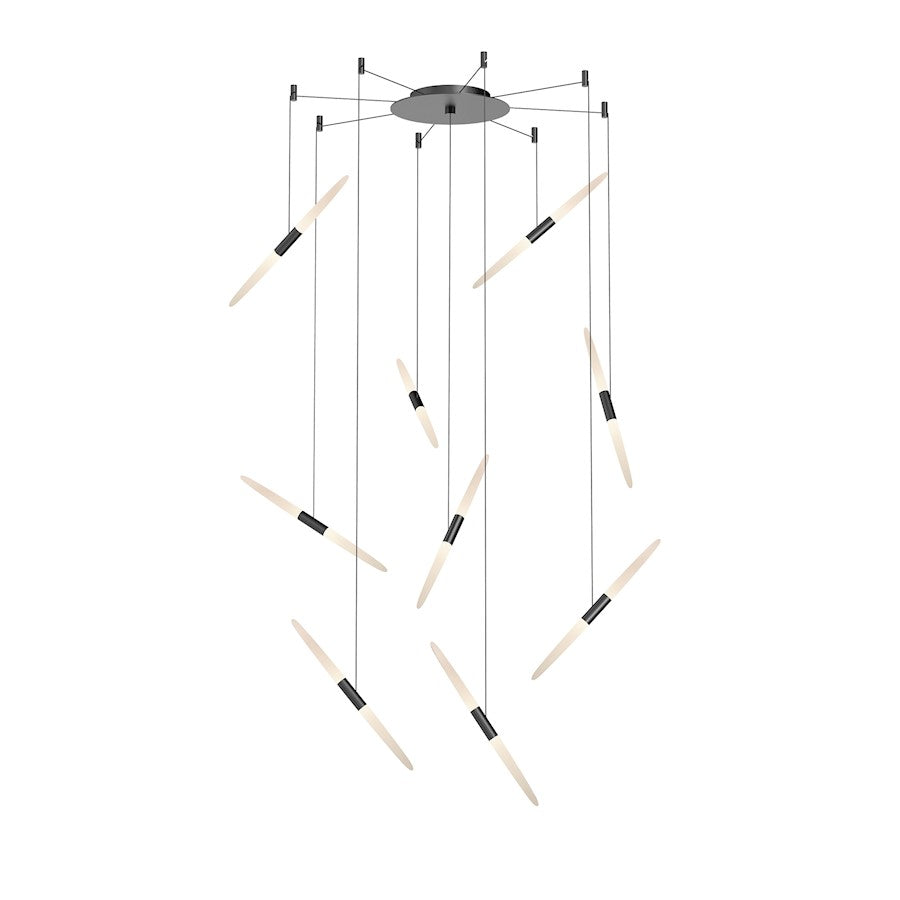 Sonneman Ballet 9 Light LED Swag Chandelier, Satin Black/Frosted - 2893-25-J20