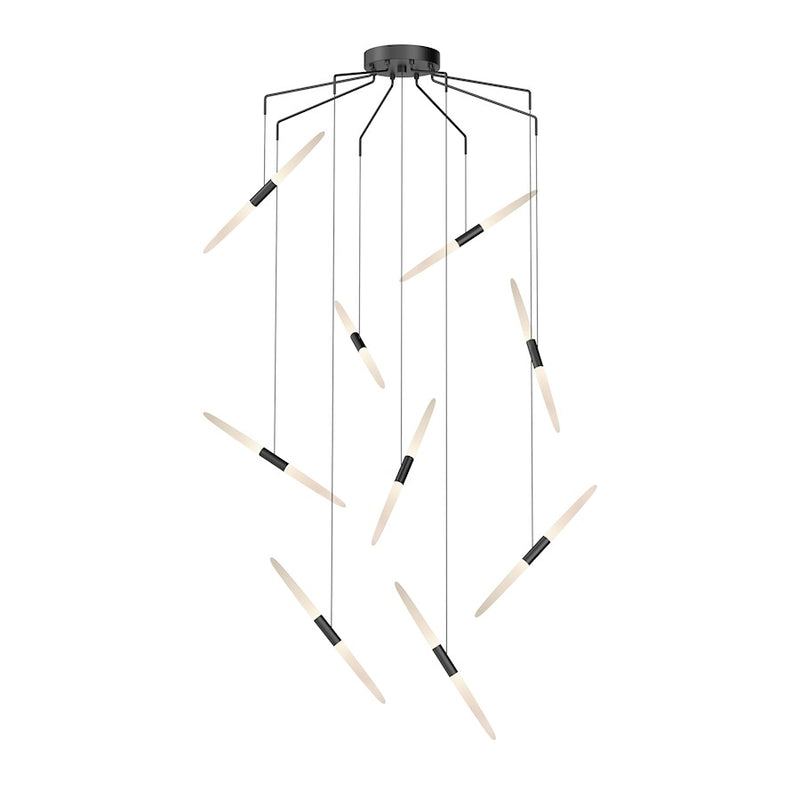 Sonneman Ballet 9Lt LED Spreader Chandelier, Satin Black/Frosted - 2894-25-J20