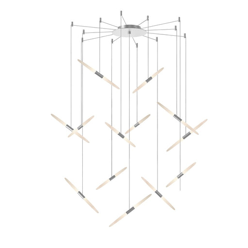 Sonneman Ballet 13Lt LED Swag Chandelier, Satin Aluminum/Frosted - 2895-16-J20