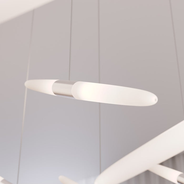 Sonneman Ballet 13Lt LED 3' Chandelier, Satin Aluminum/Frosted