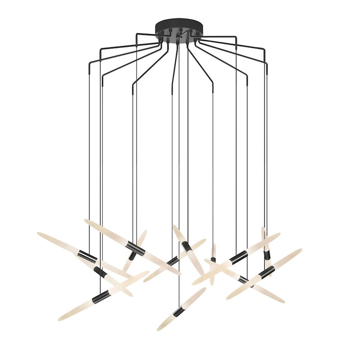 Sonneman Ballet 13Lt LED Spreader Chandelier, Satin Black/Frosted - 2896-25-J20