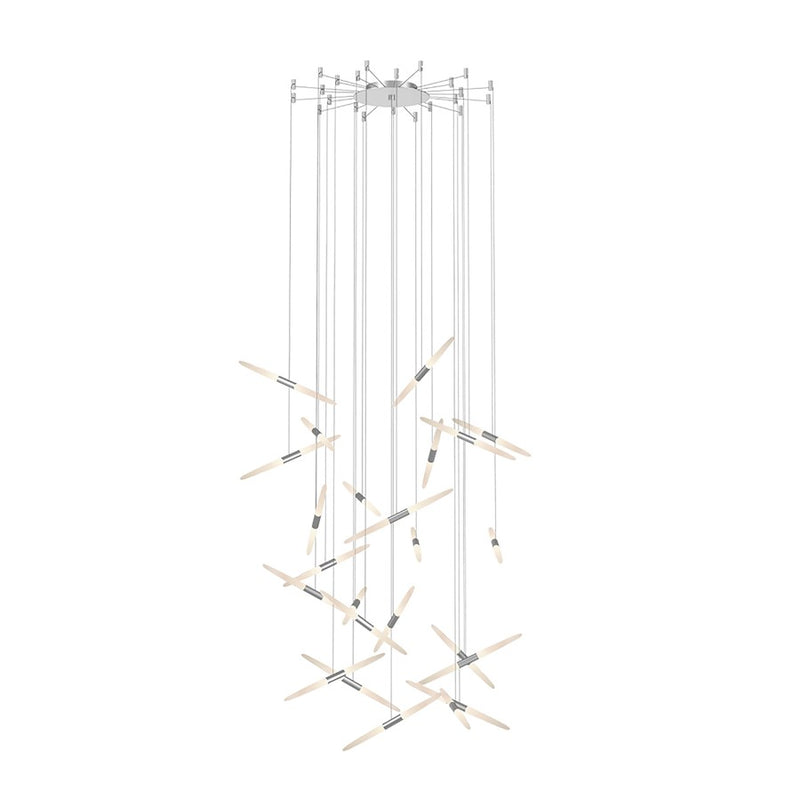 Sonneman Ballet 24Lt LED Swag Chandelier, Satin Aluminum/Frosted - 2897-16-J20