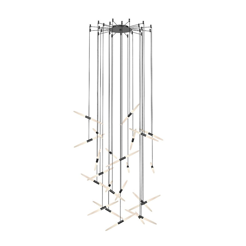 Sonneman Ballet 24 Light LED Swag Chandelier, Satin Black/Frosted - 2897-25-J20