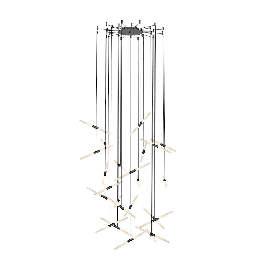 Sonneman Ballet 24 Light LED Swag Chandelier, Satin Black/Frosted - 2897-25-J20