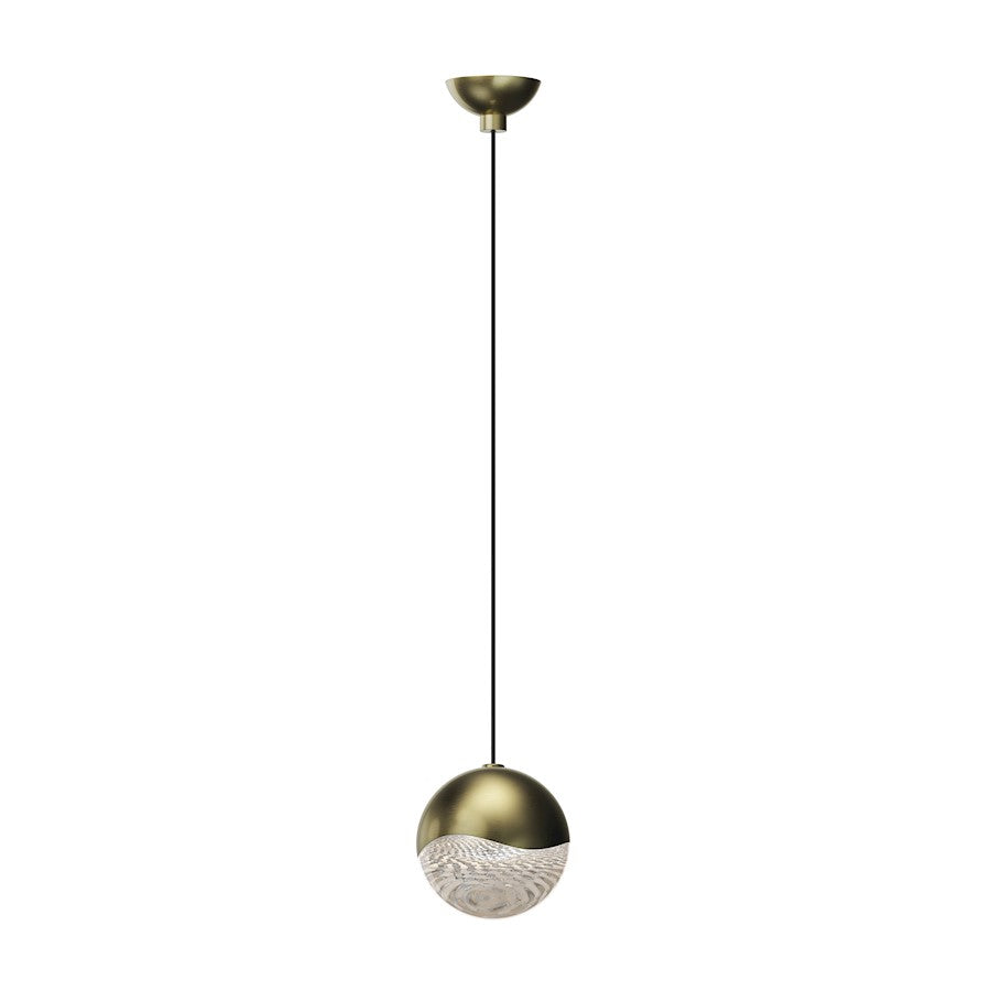 Sonneman Grapes 1 Light LED Pendant, Dome Canopy, Brass/Clear