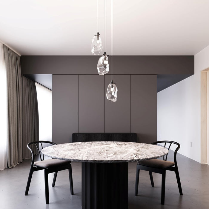 Sonneman Liquid 3 Light LED Pendant, Satin Black/Clear