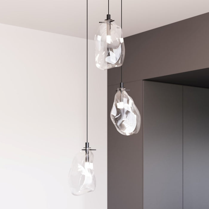 Sonneman Liquid 3 Light LED Pendant, Satin Black/Clear