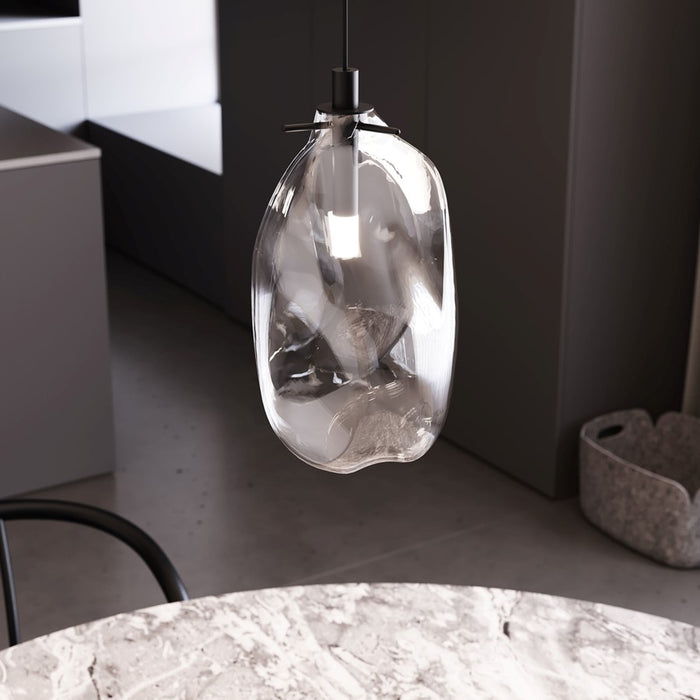 Sonneman Liquid 3 Light LED Pendant, Satin Black/Clear