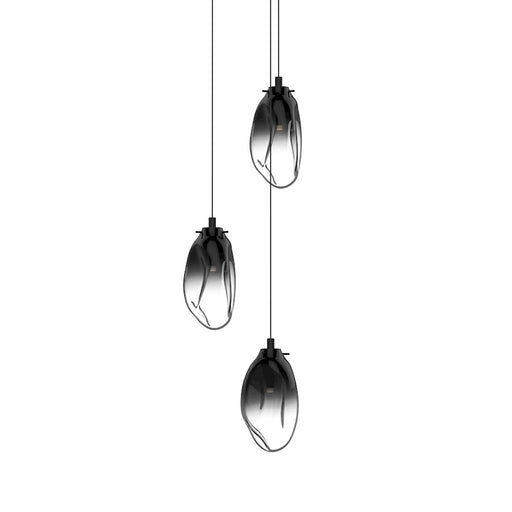 Sonneman Liquid 3 Light LED Pendant, Satin Black/Smoke - 2971-25K