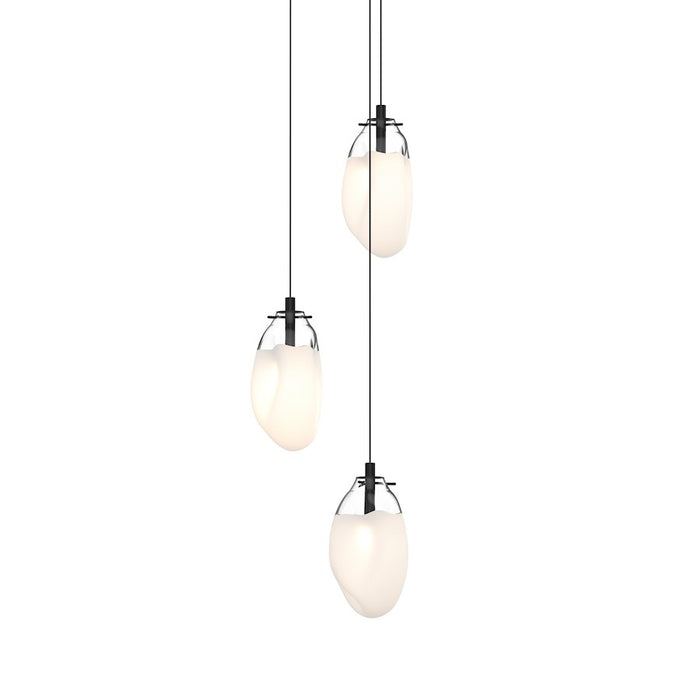 Sonneman Liquid 3 Light LED Pendant, Satin Black/White - 2971-25W