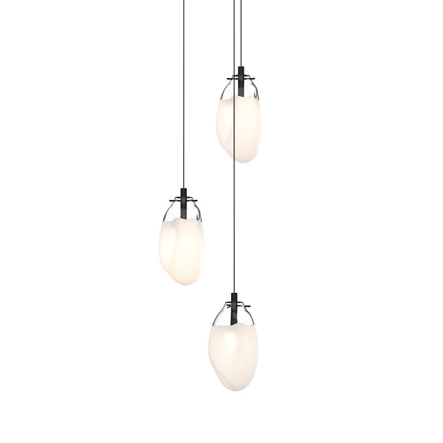 Sonneman Liquid 3 Light LED Pendant, Satin Black/White - 2971-25W