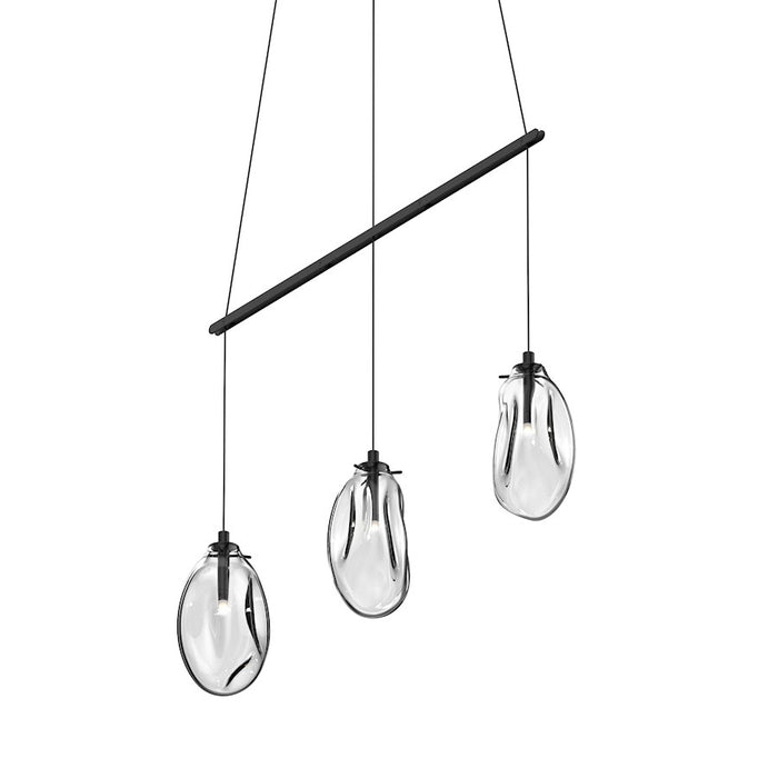 Sonneman Liquid 3 Light Linear Spreader LED Pendant, Black/Clear - 2973-25C