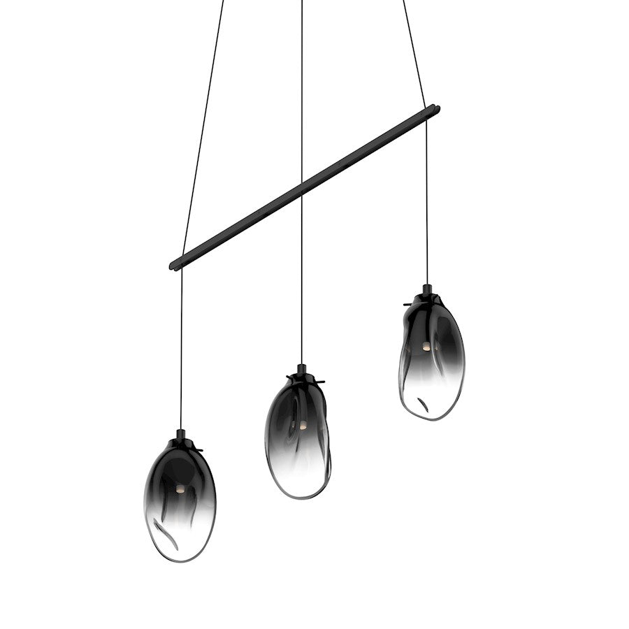 Sonneman Liquid 3 Light Linear Spreader LED Pendant, Black/Smoke - 2973-25K