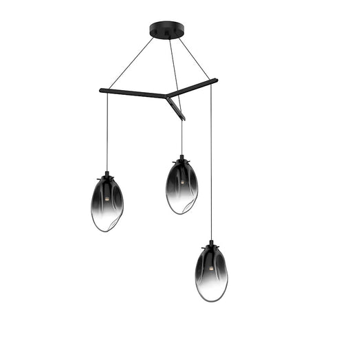Sonneman Liquid 3 Light Tri Spreader LED Pendant, Satin Black/Smoke - 2975-25K