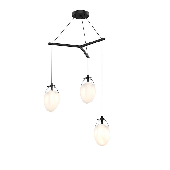 Sonneman Liquid 3 Light Tri Spreader LED Pendant, Satin Black/White - 2975-25W