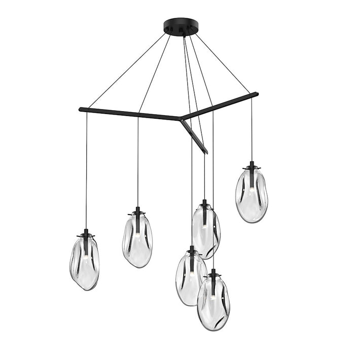 Sonneman Liquid 6 Light Tri Spreader LED Pendant, Satin Black/Clear - 2976-25C