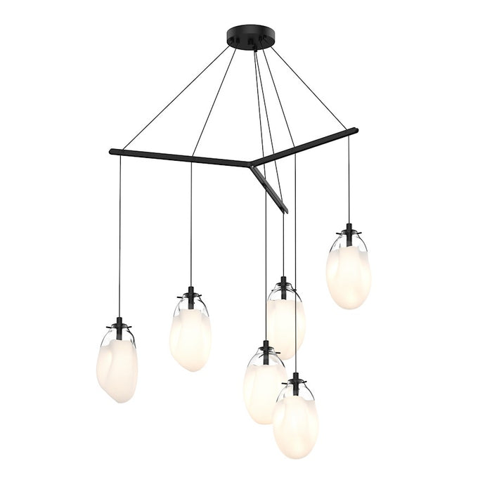 Sonneman Liquid 6 Light Tri Spreader LED Pendant, Satin Black/White - 2976-25W