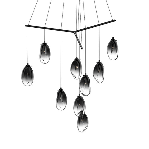 Sonneman Liquid 9 Light Tri Spreader LED Pendant, Satin Black/Smoke - 2977-25K