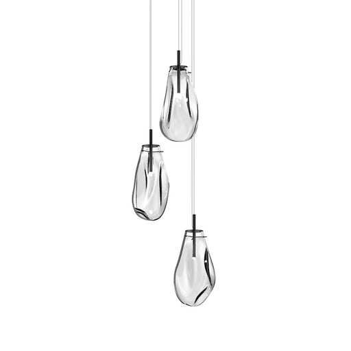 Sonneman Liquid 3 Light Large Round LED Pendant, Satin Black/Clear - 2981-25C