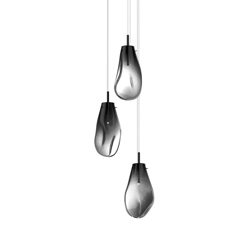 Sonneman Liquid 3 Light Large Round LED Pendant, Satin Black/Smoke - 2981-25K