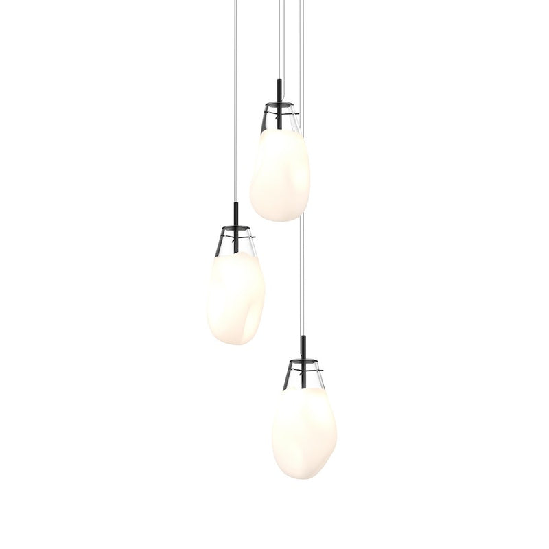 Sonneman Liquid 3 Light Large Round LED Pendant, Satin Black/White - 2981-25W