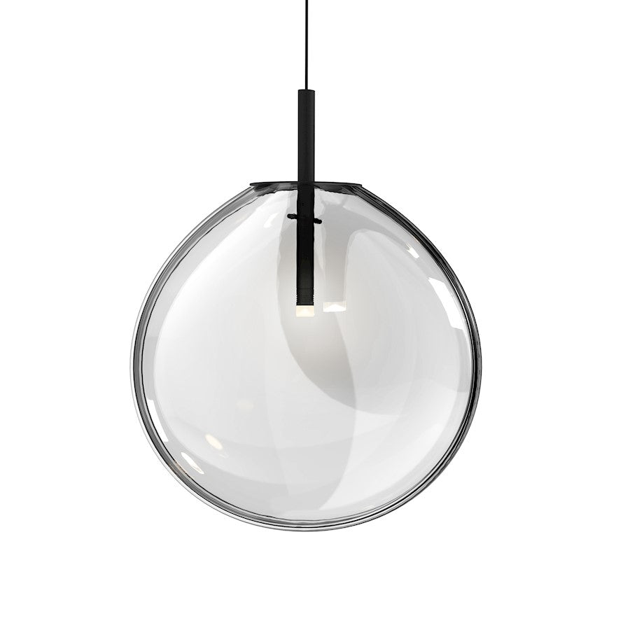 Sonneman Cantina 1 Light Large LED Pendant, Satin Black/Clear - 2990-25C-LRG