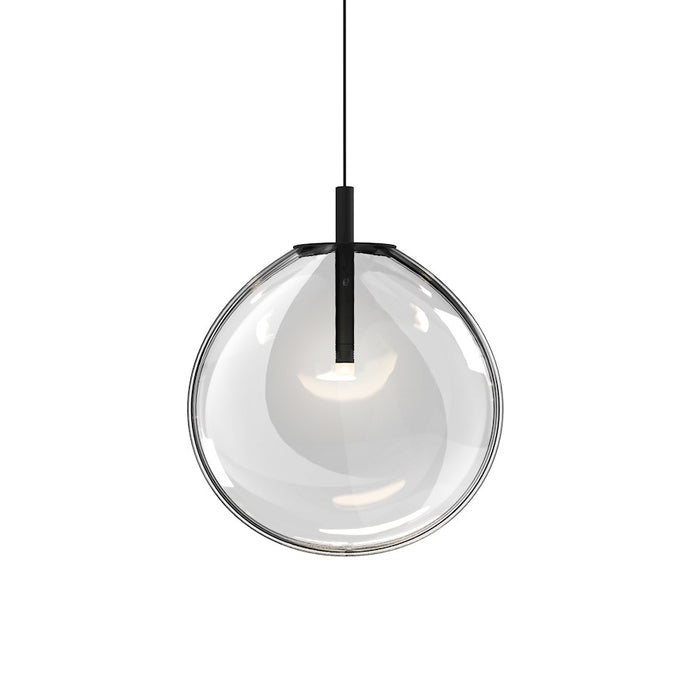 Sonneman Cantina 1 Light Medium LED Pendant, Satin Black/Clear - 2990-25C-MED