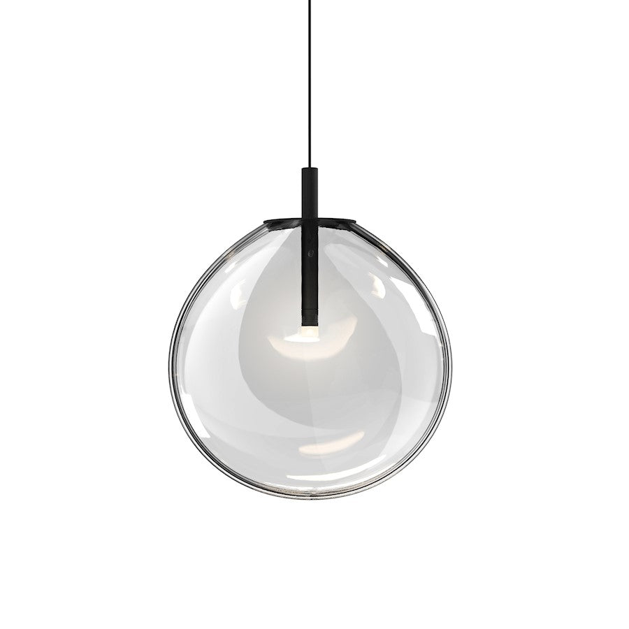 Sonneman Cantina 1 Light Medium LED Pendant, Satin Black/Clear - 2990-25C-MED