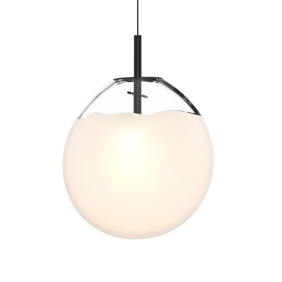 Sonneman Cantina 1 Light Large LED Pendant, Satin Black/White - 2990-25W-LRG