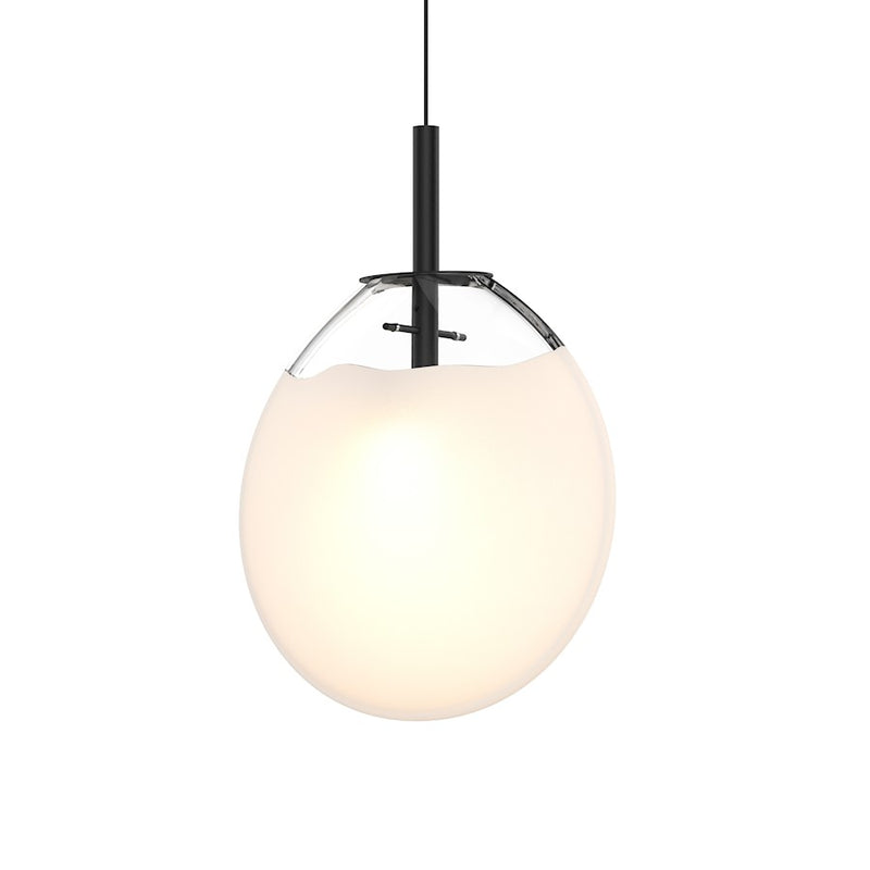 Sonneman Cantina 1 Light Medium LED Pendant, Satin Black/White - 2990-25W-MED
