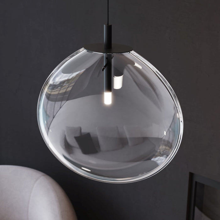 Sonneman Cantina 3 Light Large Tri Spreader LED Pendant, BK/Clear