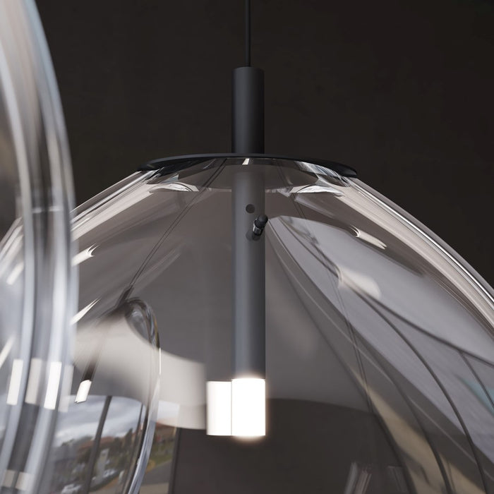 Sonneman Cantina 3 Light Large Tri Spreader LED Pendant, BK/Clear