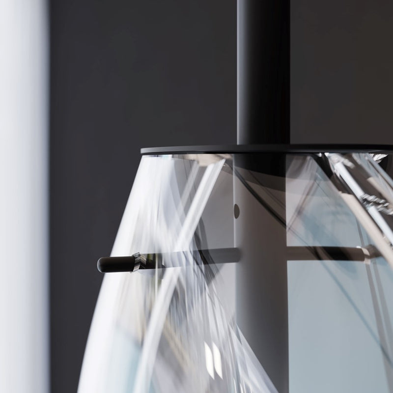Sonneman Cantina 3 Light Large Tri Spreader LED Pendant, BK/Clear