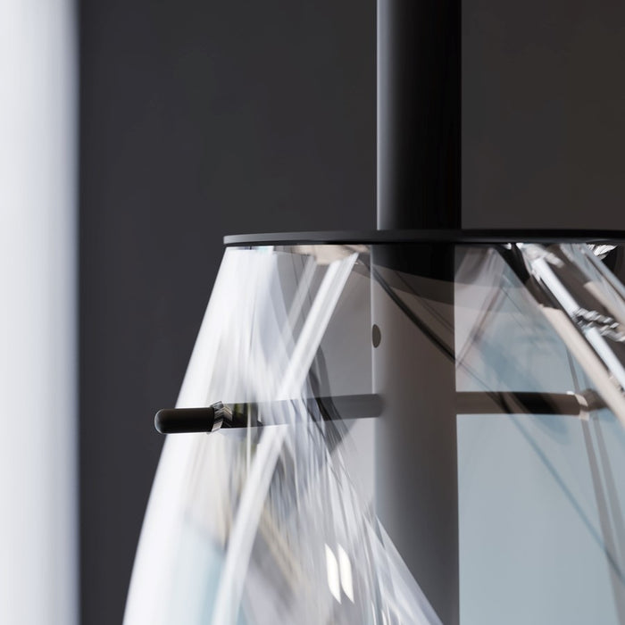 Sonneman Cantina 3 Light Large Tri Spreader LED Pendant, BK/Clear