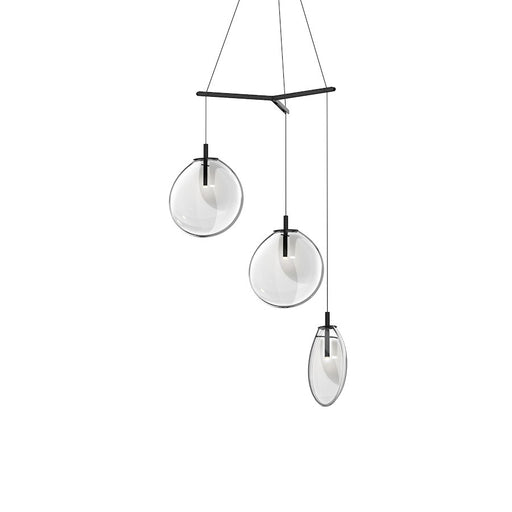 Sonneman Cantina 3 Light Tri Spreader LED Pendant, Black/Clear - 2995-25C-MED