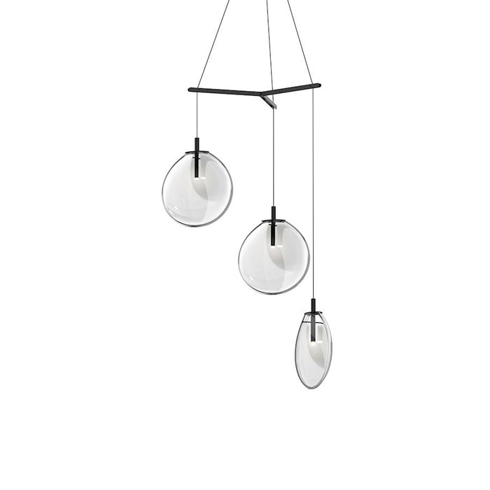 Sonneman Cantina 3 Light Tri Spreader LED Pendant, Black/Clear - 2995-25C-MED