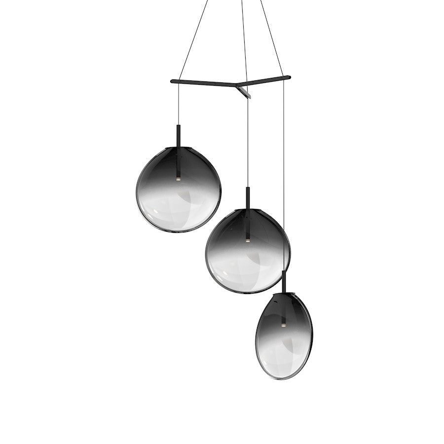 Sonneman Cantina 3 Light Large Tri Spreader LED Pendant, BK/Smoke - 2995-25K-LRG
