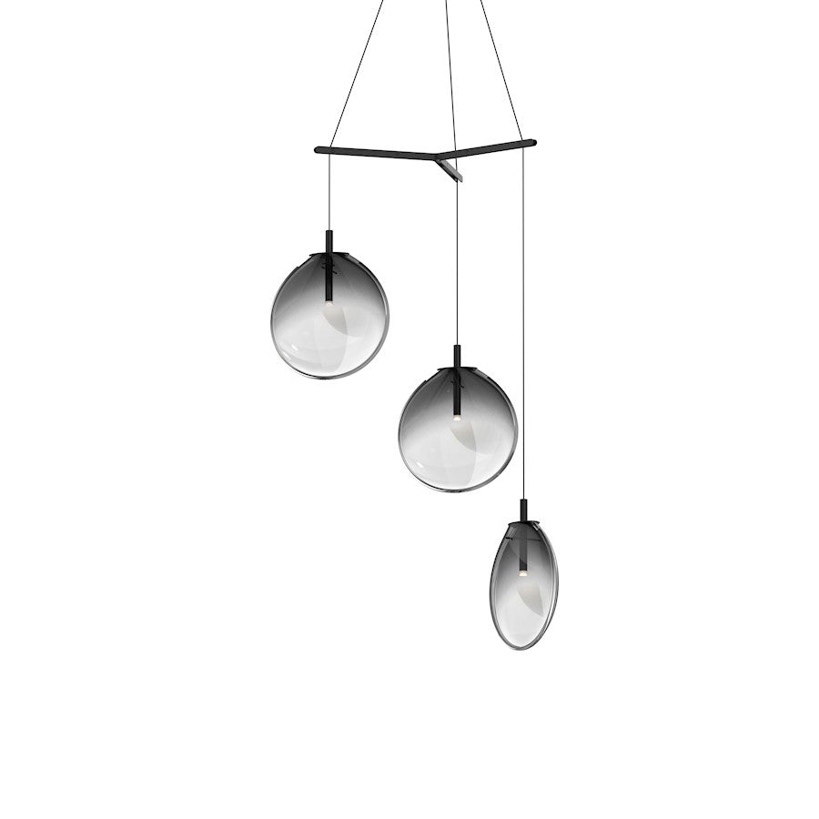 Sonneman Cantina 3 Light Tri Spreader LED Pendant, Black/Smoke - 2995-25K-MED