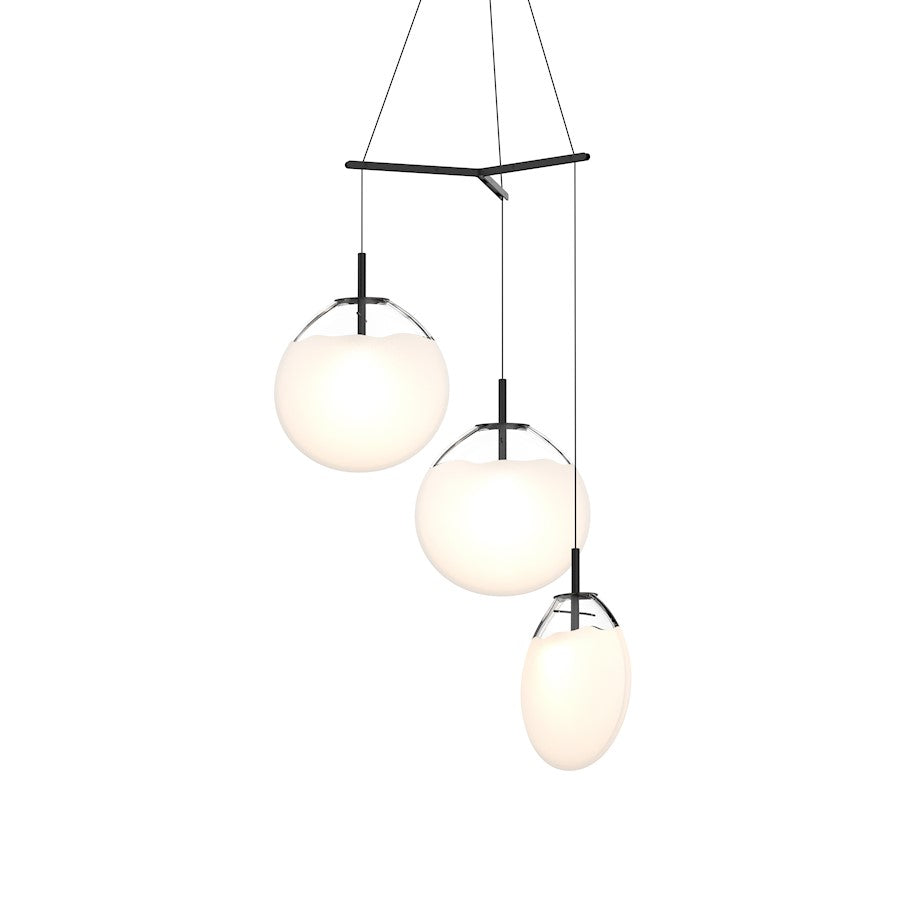 Sonneman Cantina 3 Light Large Tri Spreader LED Pendant, BK/White - 2995-25W-LRG