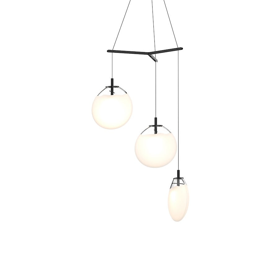 Sonneman Cantina 3 Light Tri Spreader LED Pendant, Black/White - 2995-25W-MED