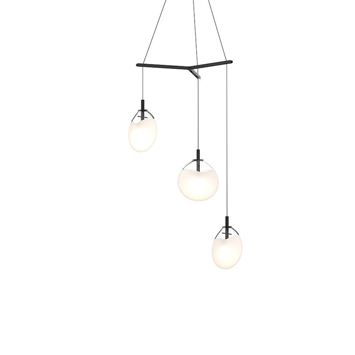 Sonneman Cantina 3 Light Small Tri Spreader LED Pendant, Black/WH - 2995-25W-SML