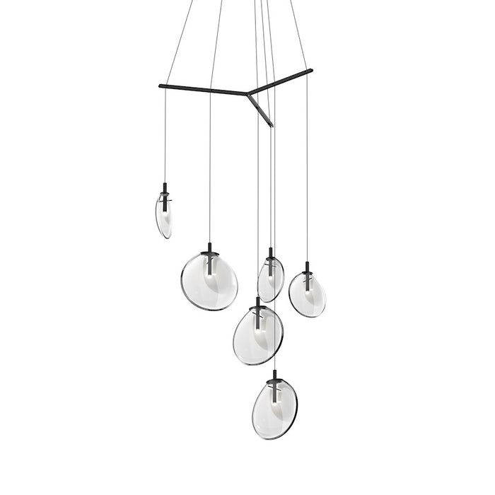 Sonneman Cantina 6 Light Tri Spreader LED Pendant, Satin Black/Clear - 2996-25C